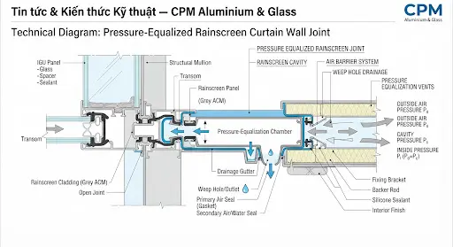 Mô phỏng cân bằng áp suất & ngăn thẩm thấu nước mưa gió bão cấp 15