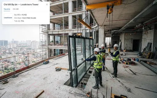 Positioning Unitized modules from the 18th floor