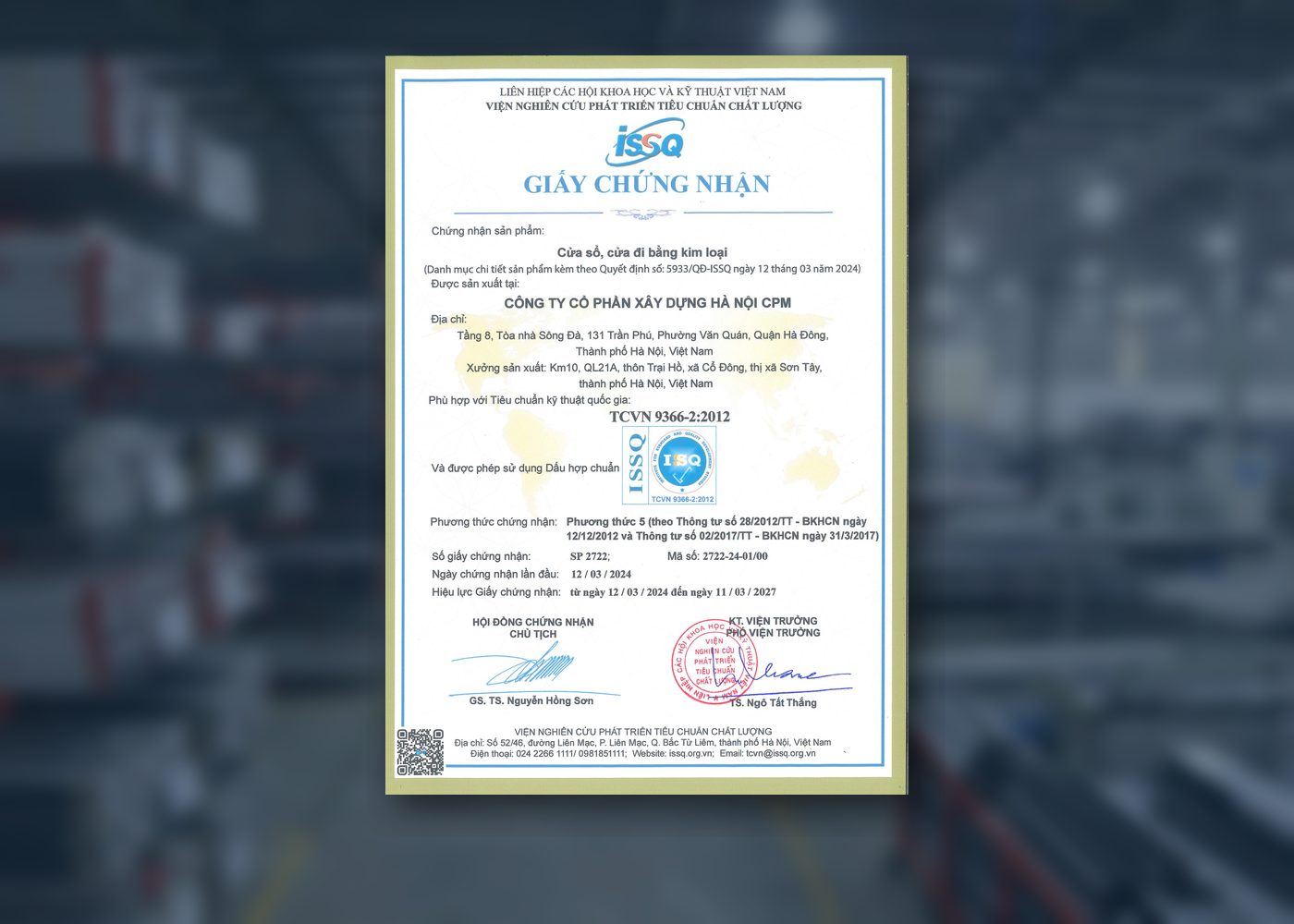 Chứng nhận hợp chuẩn, hợp quy cửa sổ, cửa đi bằng kim loại TCVN 9366-2:2012